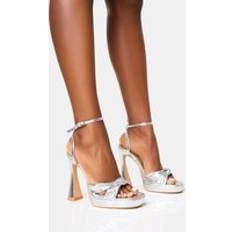 Public Desire 37 ⅓ Pumps Public Desire Trendsetter Silver Knot Detail Flare Platform Heels metallic