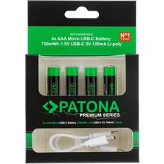 Patona AAA Micro-Batterier USB-C 4-Pack