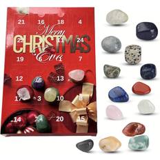 Advent Calendars XYLFLY Red Large Christmas Gemstone Advent Calendar, 24 Natural Crystal Gemstones Stone