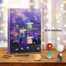 Advent Calendars XYLFLY Purple, Trumpet Stone Christmas Gemstone Advent Calendar, 24 Natural Crystal Gemstones Stone