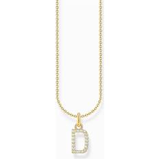 Weißgold Halsketten Thomas Sabo Essentials Gold Plated With Zirconia letter X Pendant Necklace KE2263-414-14-L45V