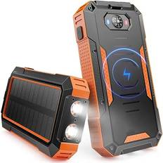 Powerbank solcell SiGN Solcell Powerbank med Trådlös Laddning, 20000mAh Orange