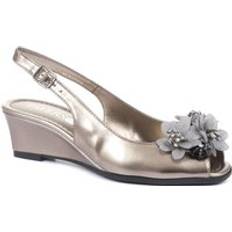 Gris Tacones y Zapatos de Tacón Pavers Slingback Peep-Toe Wedge Heels Metallics