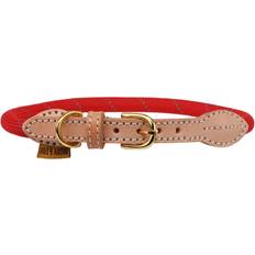 Pets Digby & Fox Reflective Leather Dog Collar Scarlet Xs