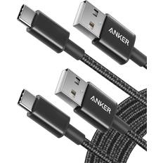 Anker USB C Cable, [2-Pack, 10ft] Premium Nylon USB A to USB C Charger Cable for Samsung Galaxy S10 S10 LG V30, Beats Fit Pro and Charging Cord for USB C Port Camera USB 2.0, Black