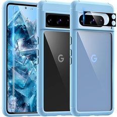 Tauri 5 in 1 blue case for google pixel 8 pro case, and 2x hd screen protector 2