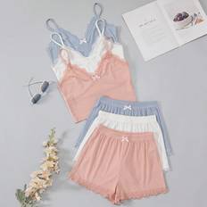 Multicoloured Pyjamas Shein pcs Ladies Solid Color Simple Daily Pajama Set StandardRegular