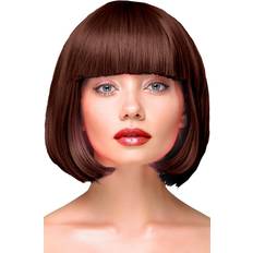 Äkta hår Löshår & Peruker PartyPal Party Wig Short Straight Brown Hair
