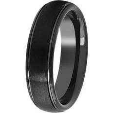 Wedding Rings Belk & Co Men's Striped Grooved 6mm Band in Two-Tone Tungsten, Black