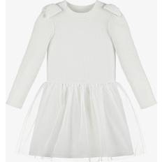 Spandex Dresses Jamiks Girls White Ribbed Viscose & Tulle Dress