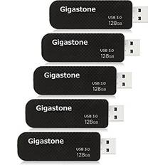 Gigastone Z30 [5-Pack] 128GB USB 3.2 Gen1 Flash Drive, Capless Retractable Design Pen Drive, Reliable Performance & Durable, USB 2.0 USB 3.0 USB 3.1