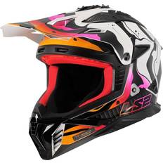 LS2 Motorcycle Helmets LS2 MX708 Fast II Wash Motocross Helm, schwarz-weiss-rot, Größe