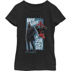 Children's Clothing Marvel Girls 7-16 Spider-Man Far From Home We job To Do Poster Short Sleeve T-Shirt, Black, M Average