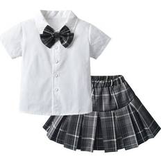 Other Sets Sokhug Sold by: Toddler Kids Baby Girls Uniform Tops Shirt Plaid Pleated Skirts Set Outfits