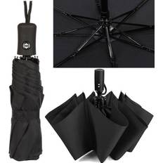 Umbrellas Unho Black travel umbrella windproof auto open collapsible backpack car rain umbrella