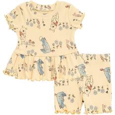 Children's Clothing Disney Sold by: imagikids, Disney Winnie the Pooh Eeyore Piglet Toddler Girls Peplum T-Shirt and Bike Shorts Outfit Set Yellow 5T