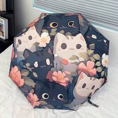 Umbrellas Shein pc Cute Cat Printed Umbrella Stylish HighValue Black UVBlocking Folding Umbrella MustHave For Summer Travel Suitable For Princess Students And Ladies