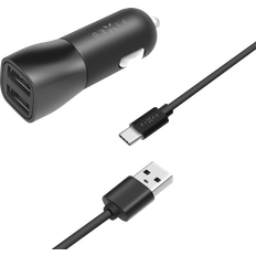 Batterier & Ladere FIXED Dual USB Car Charger 15W + USB/USB-C Cable