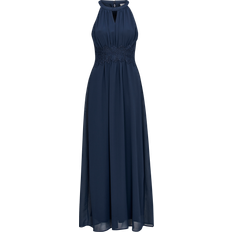 Bleu Robes Vila Pleated Halter Neck Maxi Dress - Total Eclipse