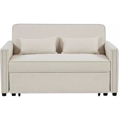 Simplie Fun Loveseat with Pull-Out Beige Sofa 54" 2 Seater