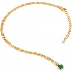 Agate Necklaces Hot Diamonds HDXGEM Square Necklace Green Agate, Gold, Women