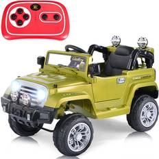 Ride-On Toys Costway 12V MP3 Children's Ride-On Truck with RC Remote and LED Lights Green