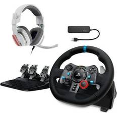 Game Controllers Logitech g29 driving force racing wheel and floor pedals with headset bundle