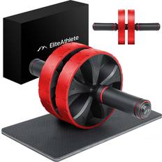 Bauchtrainer EliteAthlete Bauchroller Bauchmuskeltrainer Bauchtrainer für Zuhause Bauch Weg Abdominal Trainer AB Wheel Roller inkl. gepolsterter Kniematte Rot