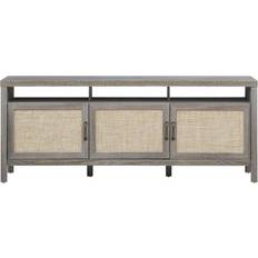 Rattan TV Benches Costway Universal Stand Entertainment Gray TV Bench 62x24.5"