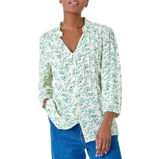Roman Floral Crinkle Pintuck Top - Green