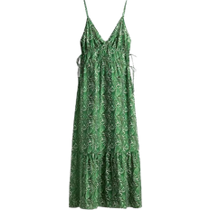 H&M Maxi Dress with Drawstrings - Green/Patterned