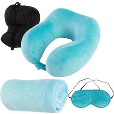 Neck Pillows Home-Complete Travel Set Eye Mask Neck Pillow Blue