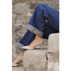 Beige Heels & Pumps Where's That From Womens 'Kansas' Cross Over Slingback Strap Cream