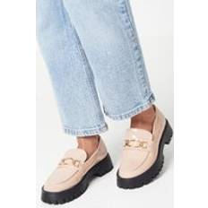 Faux Leather - Women Loafers Faith Nash Metal Chain Detail Chunky Loafers Nude