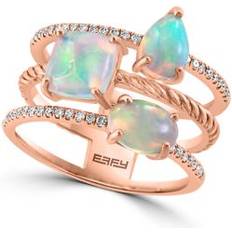 Rings Effy 1/5 ct. t.w. Diamond, 1.5 ct. t.w. Ethiopian Opal Ring in 14K Rose Gold, Rose Gld