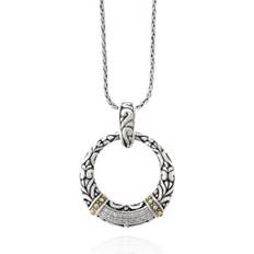 Effy Charms & Pendants Effy 0.09 ct. t.w. Diamond Open Pendant in Sterling Silver with 18k Yellow Gold, in gold 16 in