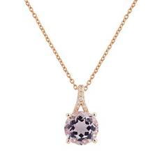 Macy's Rose Gold Necklaces Macy's Pink Amethyst 2-1/2 ct. t.w. and Diamond Accent 18" Pendant Necklace in 14k Rose Gold Amethyst 18" Long