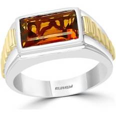 Brown - Silver Rings Effy Men's 3.3 ct. t.w. Madera Citrine Ring in Sterling Silver