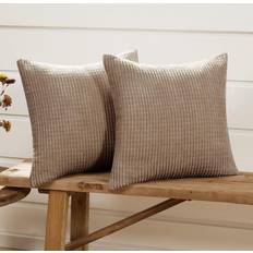 Deconovo Soft Corduroy Cushion Cover Brown (61x61cm)