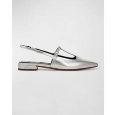 Silver Ballerinas Vince Iliana Metallic Leather Slingback Flat, Silver