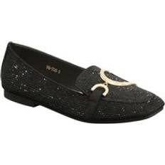Gold Loafers Ivachy Flat Loafers with Double Gold Motifs Black