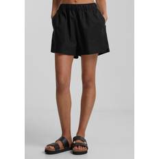 5XL - Femme Shorts Urban Classics Ladies Linen Mixed Black Shorts - Noir