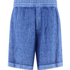 Burberry Men Shorts Burberry Linen Shorts With Drawstrings - Blue