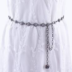 metal waist chain belts for women dresses female ladies rhinestone ceinture femme silver plated Black One