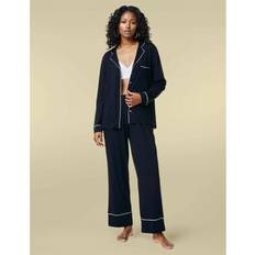 Marks & Spencer Underwear Marks & Spencer Womens Pyjama Set with Piping Navy Cotton