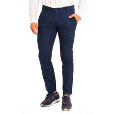 La Martina Mens Long trousers with straight cut and hems TMT014-TL121 for men Blue Linen Waist