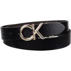 Calvin Klein Accessories Calvin Klein Women's Reversible Puffed Ck Monogram Buckle Belt Black/Brown