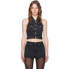 Denim Gilets Alexander Wang Women's Halter Top In Denim Grey Aged