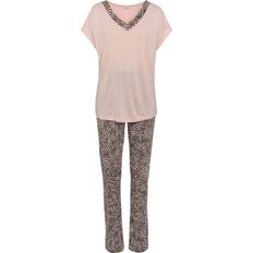 Viscosa Pijamas Lascana Patterned Pyjama Set Pink Print