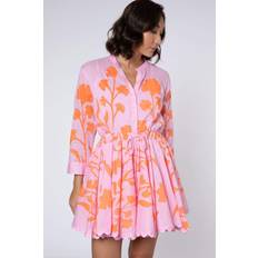 Orange - Short Dresses Floral Cotton Minidress